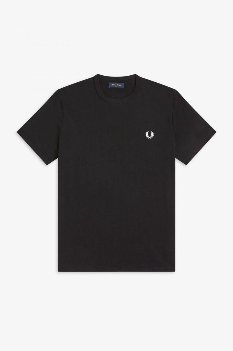 Black Fred Perry Ringer Men's T Shirts | PH 1743GSOL